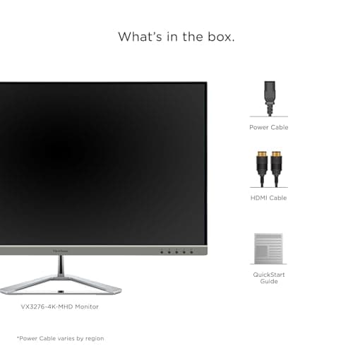 ViewSonic VX3276-4K-MHD 32 Inch 4K UHD Monitor with Ultra-Thin Bezels, HDR10 HDMI and DisplayPort for Home and Office