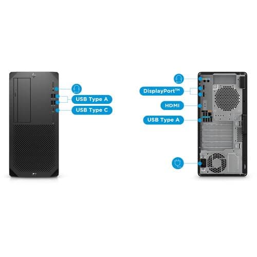 HP Z2 G9 Tower Workstation Intel Core i7-14700K (20-Core) 512GB SSD NVIDIA Quadro T1000 8GB GDDR6 32GB RAM Win 11 PRO