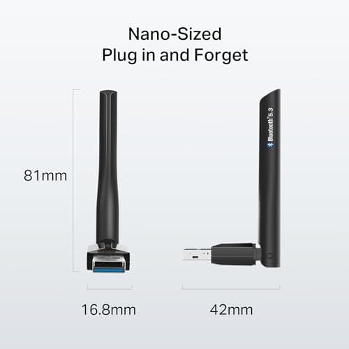 TP-Link USB Bluetooth Adapter for PC, Bluetooth 5.3 Long Range Receiver, Plug and Play, Adjustable Antenna, Supports Windows 11/10/8.1/7 for Desktop, Laptop, PS5/PS4/Xbox Controller (UB500 Plus)