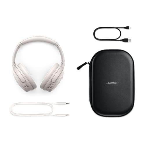 Bose QuietComfort Bluetooth Headphones, Wireless Headphones with Active Over Ear Noise Cancelling and Mic, Deep Bass, Up to 24 Hours of Playtime, White Smoke