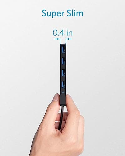Anker 4-Port USB 3.0 Hub, Ultra-Slim Data USB Hub with 2 ft Extended Cable (Charging Not Supported), for MacBook, Mac Pro, Mac Mini, iMac, Surface Pro, XPS, PC, Flash Drive, Mobile HDD