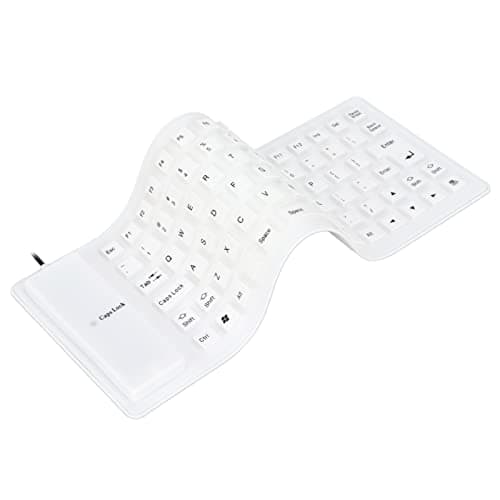 Keyboard, Typewriter Keyboard Mechanical Keyboard with Soft Comfortable USB Wired Silicone Keyboard Silicone Keyboard Fully Sealed Design Lightweight Portable for PC (White)