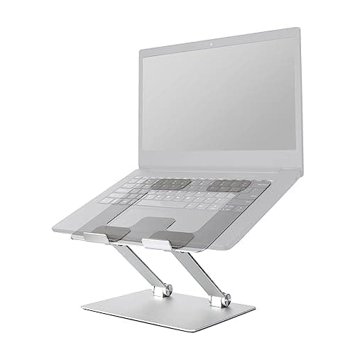 Amazon Basics Sturdy and Portable Ergonomic Laptop Stand for Desk, Adjustable Riser, Fits all Laptops and Notebooks up to 17.3 Inch, Silver, 10 x 8.7 x 6 in