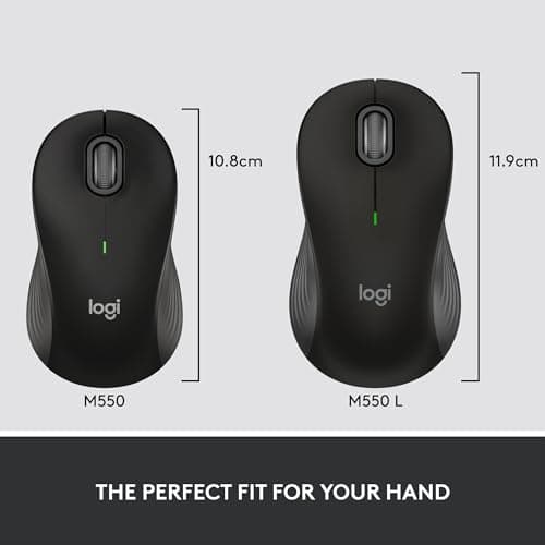 Logitech Signature M550 L Full Size Wireless Mouse - for Large Sized Hands, 2-Year Battery, Silent Clicks, Bluetooth, Multi-Device Compatibility - Black