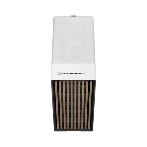 Fractal Design North Chalk White Tempered Glass Clear - Genuine Oak Wood Front - Glass Side Panel - Two 140mm Aspect PWM Fans Included - Type C USB - ATX Airflow Mid Tower PC Gaming Case