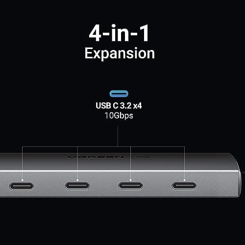 UGREEN USB C Hub 10Gbps, 4 Ports USB 3.2 Adapter with 4 USB-C 3.2 Ports, High Speed Multiport Splitter for MacBook Pro, iMac, iPad Pro, iPhone 15/15 Pro, Galaxy S23, and More