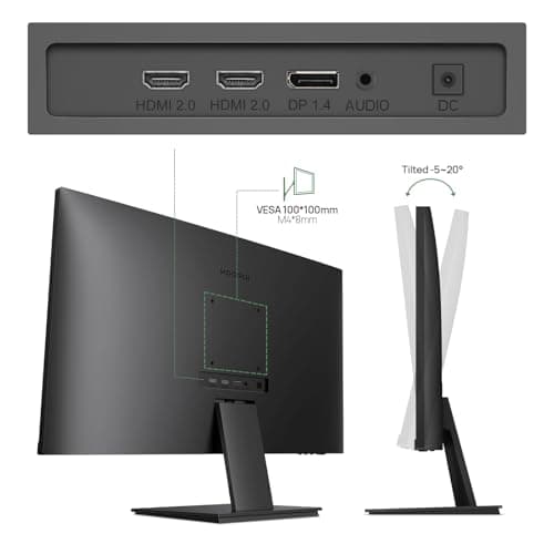 KOORUI 27 Inch 4K Monitor Computer UHD(3840 * 2160) IPS Display, 99% sRGB, 95% DCI-P3, 1.07 Billion Colors, Freesync & G-sync, Displayport & 2X HDMI, VESA 100 * 100mm, Tilt -5 to 20°, Audio Out (N07)