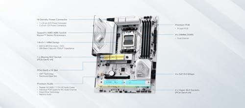 ASRock X870 Steel Legend WiFi 7 AMD Ryzen Socket AM5 ATX Motherboard DDR5 DIMMs 8000 MHz 256 GB SATA3 6.0 Gb/s USB4 M.2
