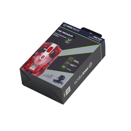 Pegasus Transparent Wireless Gaming Mouse with RGB Lighting, Bluetooth, Adjustable DPI, Red (MKE 830)