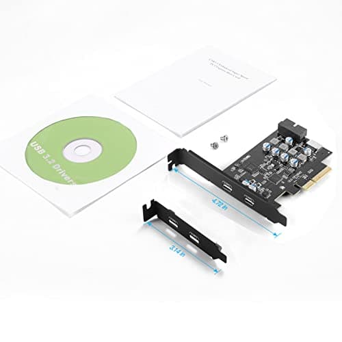 USB C PCIe Card SuperSpeed 10Gbps with 2 USB C and 2 Internal Port(Type-E,19 Pin USB 3.0 Header) PCI-E Expansion Cards PCI Express Front Panel Adapter for Desktop PC