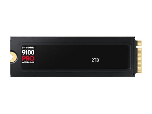 Samsung SSD 9100 PRO with Heatsink 2TB, PCIe 5.0x4 M.2 2280, Seq. Read Speeds Up to 14,800/13,400 MB/s, Best for AI Computing, Gaming, and Heavy Duty Workstations (MZ-VAP2T0CW)