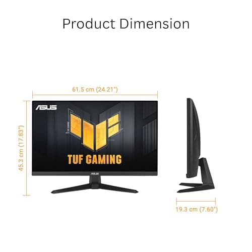 ASUS TUF Gaming 27” 1080P Monitor (VG279QE5A) – Full HD, Overclock to 144Hz, 1ms, IPS, Extreme Low Motion Blur Sync, Stereo Speaker, Variable Overdrive, DisplayWidget Center, 3 yr Warranty