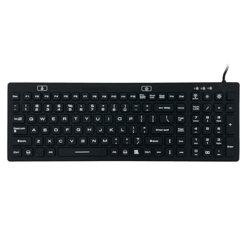 DS International DSI LED Backlit Keyboard with Number Pad - Industrial IP68 Waterproof Rugged Silicone IKB106BL