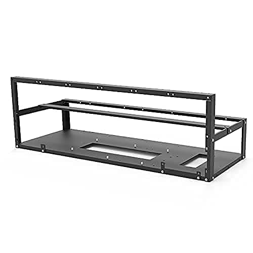 12 GPU Mining Rig Frame, Steel Open Air Miner Rig Case Support for Dual ATX, Bitcoin Miner Mining Rack for ETH Crypto Coin Currency Mining, Support to Dual Power Supply, Frame ONLY