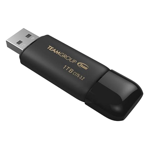 TEAMGROUP C175 1TB USB 3.2 Gen 1 (USB 3.1/3.0) Read 100MB/s Flash Thumb Drive, External Data Storage Memory Stick Compatible with Computer/Laptop Matte Black TC17531TBB01