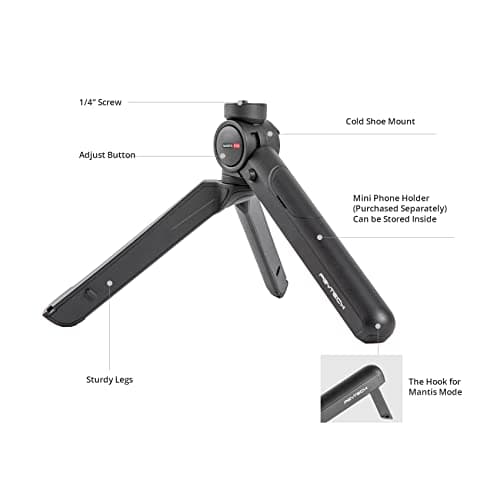 PGYTECH MANTISPOD 2.0 Mini Camera & Cell Phone Vlogging Tripod | 5 Modes Small Travel Flexible DSLR Pocket Stand | Video Vlog Desktop Shooting Selfie Mount Black