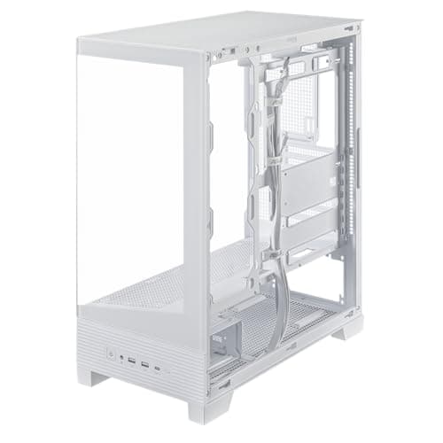 ASUS A31 White ATX Mid-Tower Gaming Case, Dual-Sided Tempered Glass, Frameless Design, BTF Hidden Connectors, 360 AIO Support, 8° Angled Base, ARGB Ready, Optimized Airflow, Seamless Cable Management