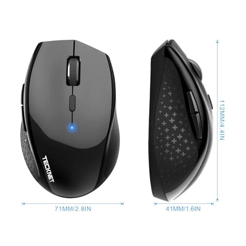 TECKNET Bluetooth Mouse, 4800 DPI Wireless Mouse, 2-Year Battery 6 Adjustable DPI, 6 Buttons Compatible with Laptop/Windows/Computer - Black