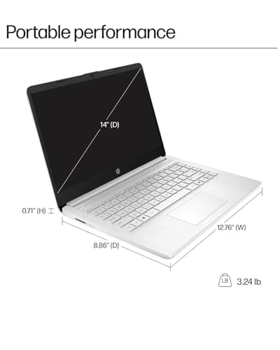 HP Student Business Laptop Computer - w/Microsoft Office Lifetime & External DVD Drive • 16GB RAM • 128GB UFS & 256GB Extend Micro SD • Intel 4-Core Processor • HD Display • Win11 Pro(Silver)