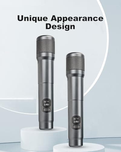 Wireless Microphone, Dual Handheld Dynamic Mic with Rechargeable Receiver, 40H Duration, 200ft Range, Plug and Play, Karaoke Microphone for Singing, Karaoke, Meeting, Church, Wedding