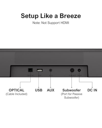 ULTIMEA 5.1ch Sound Bar with Subwoofer, Home Theater Virtual Surround Sound System for TV, Soundbar with App Control, 2 Surround Speakers, Opt/AUX, Peak Power 250W, Aura A30