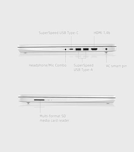 HP 14in Schools and Business Laptop, Intel Quad-Core N4120 CPU, 16GB RAM, 64GB eMMC, 256GB Micro SD, 1-Y Office 365, Webcam, HDMI, WiFi, Win 11 S(White)