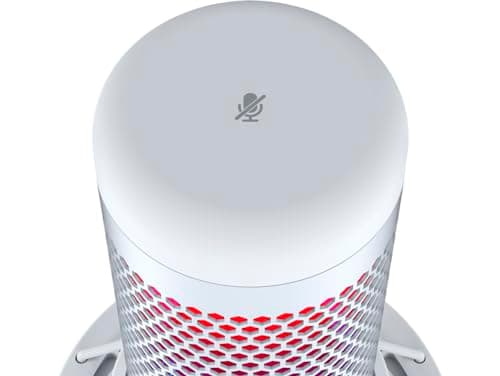 HyperX QuadCast S – RGB USB Condenser Microphone for PC, PS5, Mac, Anti-Vibration Shock Mount, 4 Polar Patterns, Pop Filter, Gain Control, Gaming, Streaming, Podcasts, Twitch, YouTube, Discord – White