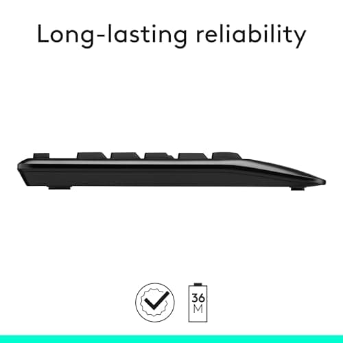 Logitech MK345 Wireless Keyboard and Mouse Combo with Palm Rest, 2.4 GHz USB Receiver, Compatible with PC, Laptop, Black