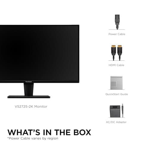 ViewSonic VS2725-2K 27 Inch QHD 1440p Monitor with 100Hz, HDMI, DisplayPort, and Variable Refresh Rate for Home and Office