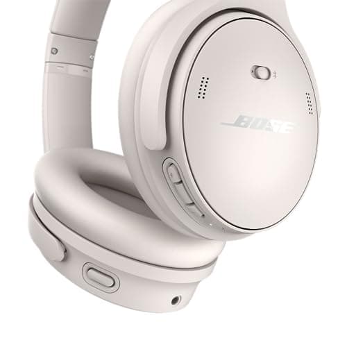 Bose QuietComfort Bluetooth Headphones, Wireless Headphones with Active Over Ear Noise Cancelling and Mic, Deep Bass, Up to 24 Hours of Playtime, White Smoke