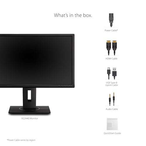 ViewSonic VG2440 24 Inch IPS 1080p Ergonomic Monitor with HDMI, DisplayPort, VGA, USB Inputs for Home and Office