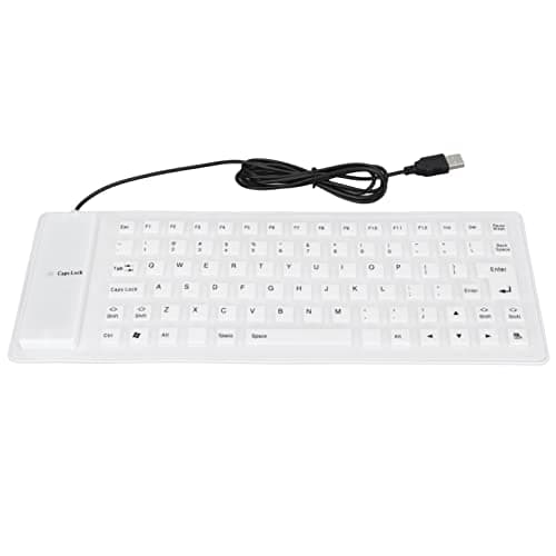 Keyboard, Typewriter Keyboard Mechanical Keyboard with Soft Comfortable USB Wired Silicone Keyboard Silicone Keyboard Fully Sealed Design Lightweight Portable for PC (White)