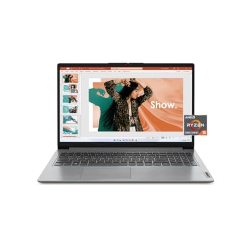 Lenovo IdeaPad 1 Laptop, 15.6” FHD Display, AMD Ryzen 5 5500U, 8GB RAM, 512GB SSD, Windows 11 Home, 720p Camera w/Privacy Shutter, Smart Noise Cancelling, Cloud Grey