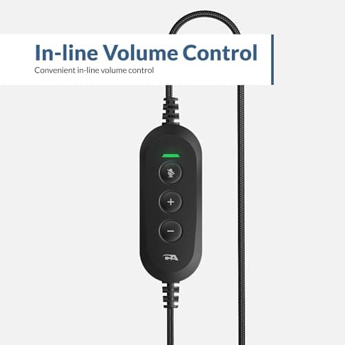 Cyber Acoustics Stereo USB Headset (AC-5008A), in-line Controls for Volume & Mic Mute, Adjustable Mic Boom for PC & Mac, Perfect for Classroom or Home