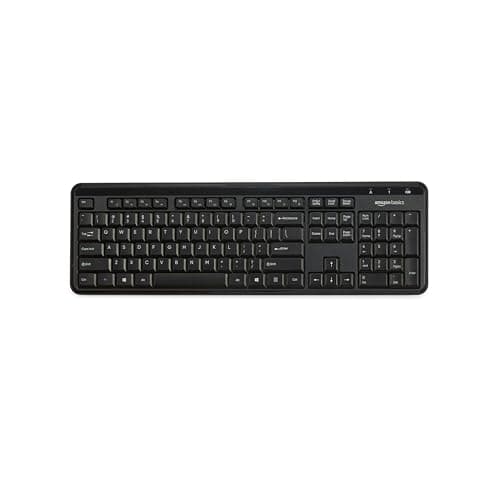 Amazon Basics 2.4GHz Wireless Keyboard and Mouse Combo, Quiet and Compact US Layout, Unifying USB Receiver, Black