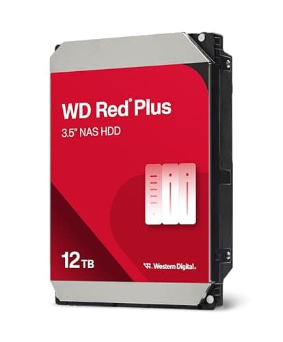 Western Digital 12TB WD Red Plus NAS Internal Hard Drive HDD - 7200 RPM, SATA 6 GB/s, CMR, 512 MB Cache, 3.5" - WD120EFGX