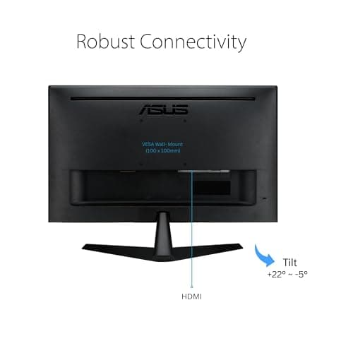 ASUS 24” (23.8-inch viewable) Eye Care Monitor (VY249HF) - Full HD, IPS, 100Hz, IPS, SmoothMotion, 1ms, Adaptive Sync, Blue Light Filter, Flicker Free, HDMI, VESA Mountable, 3 Year Warranty