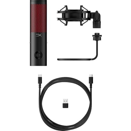 HyperX QuadCast 2 – USB Microphone for Gaming, Streaming and Podcasting, with On-Board Controls, LED Lighting, Removable Shock Mount, PC, Mac, PS5, PS4, USB-C - Black