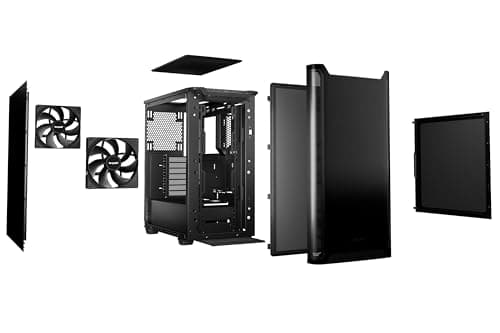 be quiet! Pure Base 501 Black ATX Case | 2 Preinstalled Pure Wings 3 140mm PWM Fans | Optimized Air Pressure | Compact PC Case | Vertical GPU Installation | USB 3.2 Gen. 2 Type C | BG073