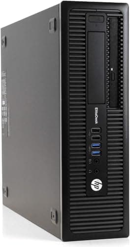 HP EliteDesk 800 G1 SFF Desktop PC with New 24" FHD Monitor and RGB Speakers PC Set, Core i5, 16GB RAM, 1TB SSD, Mouse & Keyboard, Windows 10 Pro (Renewed)