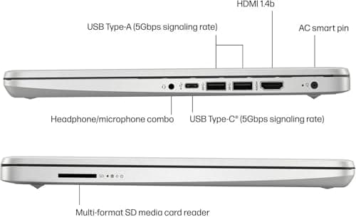 HP 14" LED Business Laptop Computer, 16GB RAM 320GB Storage (64GB eMMC+256GB SD Card), Intel Quad-Core N4120, Windows 11 S Laptop with 1-Year Microsoft Office 365, PLUSERA Earphones, Silver