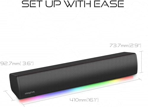 Sound Blaster GS3 Compact RGB Gaming Soundbar with SuperWide Technology, Powered via USB, Bluetooth 5.4, Headphone-Out Port, for PC and Mac
