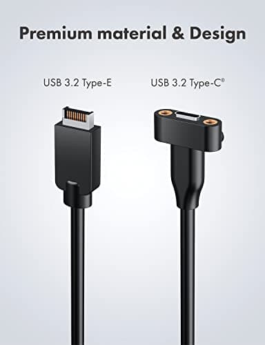 GRAUGEAR 20Gbps USB 3.2 Gen 2x2 USB-C Front Panel Type-C Adapter, Motherboard Header Extension Cable, USB-C to USB3.2 Type-E Key-A 20-Pin Connector with PCIe Bracket, 23.6 in [G-AD-ETC-10G]