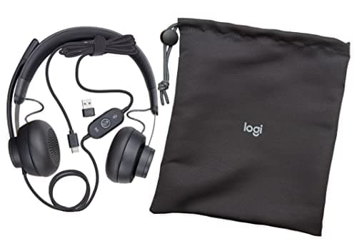 Logitech Zone Wired Headset, Certified for Microsoft Teams with advanced noise-canceling mic technology for open office environments, USB-C with USB-A adapter, Graphite
