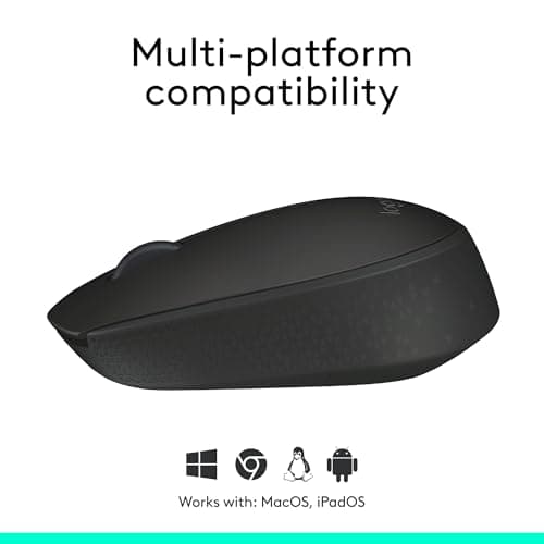 Logitech M170 Wireless Mouse for PC, Mac, Laptop, 2.4 GHz with USB Mini Receiver, Optical Tracking, 12-Months Battery Life, Ambidextrous - Black