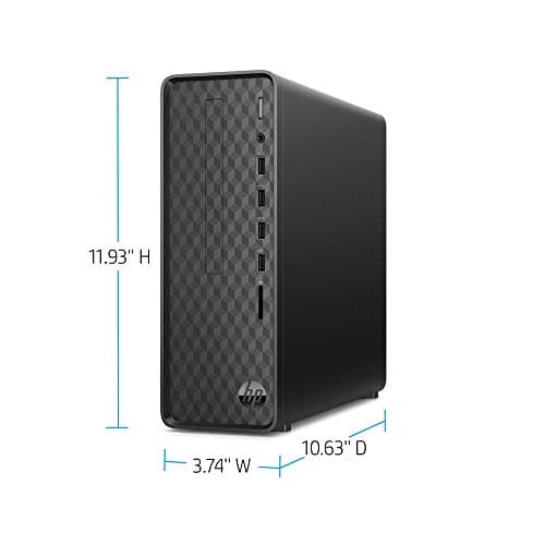 HP High Performance Slim Desktop PC, Intel Core i3-12100 Processor, 12GB DDR4 RAM, 512GB PCIe SSD DVD, Wi-Fi, HDMI, VGA, Keyboard + Mouse, Windows 11 Professional, Black