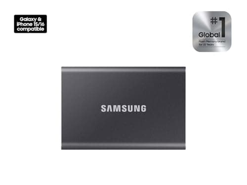 Samsung T7 Portable SSD, 1TB External Solid State Drive, Speeds Up to 1,050MB/s, USB 3.2 Gen 2, Reliable Storage for Gaming, Students, Professionals, MU-PC1T0T/AM, Gray