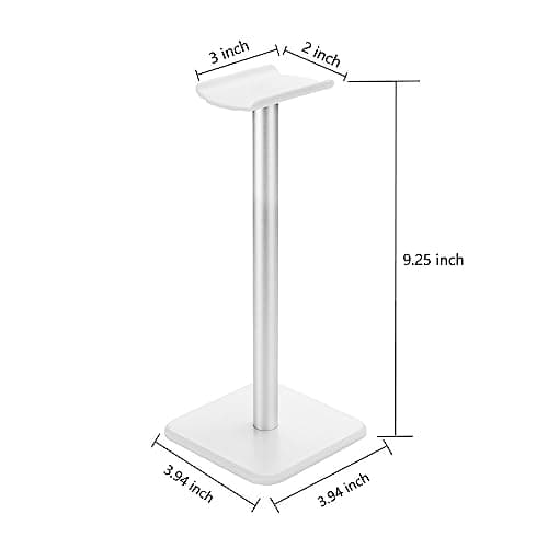 Headphone Stand Gaming Headset Holder Universal Aluminum Metal Headphone Holder Hanger with Aluminum Supporting Bar Flexible Headrest ABS Solid Base for All Headphone,White