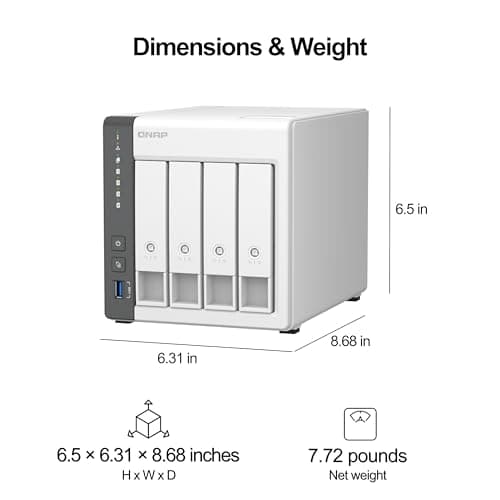 QNAP TS-433-4G-US 4 Bay NAS with Quad-core Processor, 4 GB DDR4 RAM and 2.5GbE Network (Diskless)