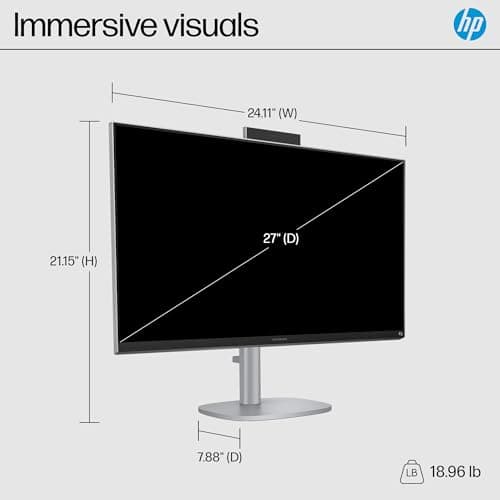 HP OmniStudio X 27 inch All-in-One Desktop AI PC, FHD Touchscreen, Intel Core Ultra 7 256V, 16 GB RAM, 2 TB SSD, Intel Arc Graphics 140V, Windows 11 Home, Copilot Plus, 27-cs1010